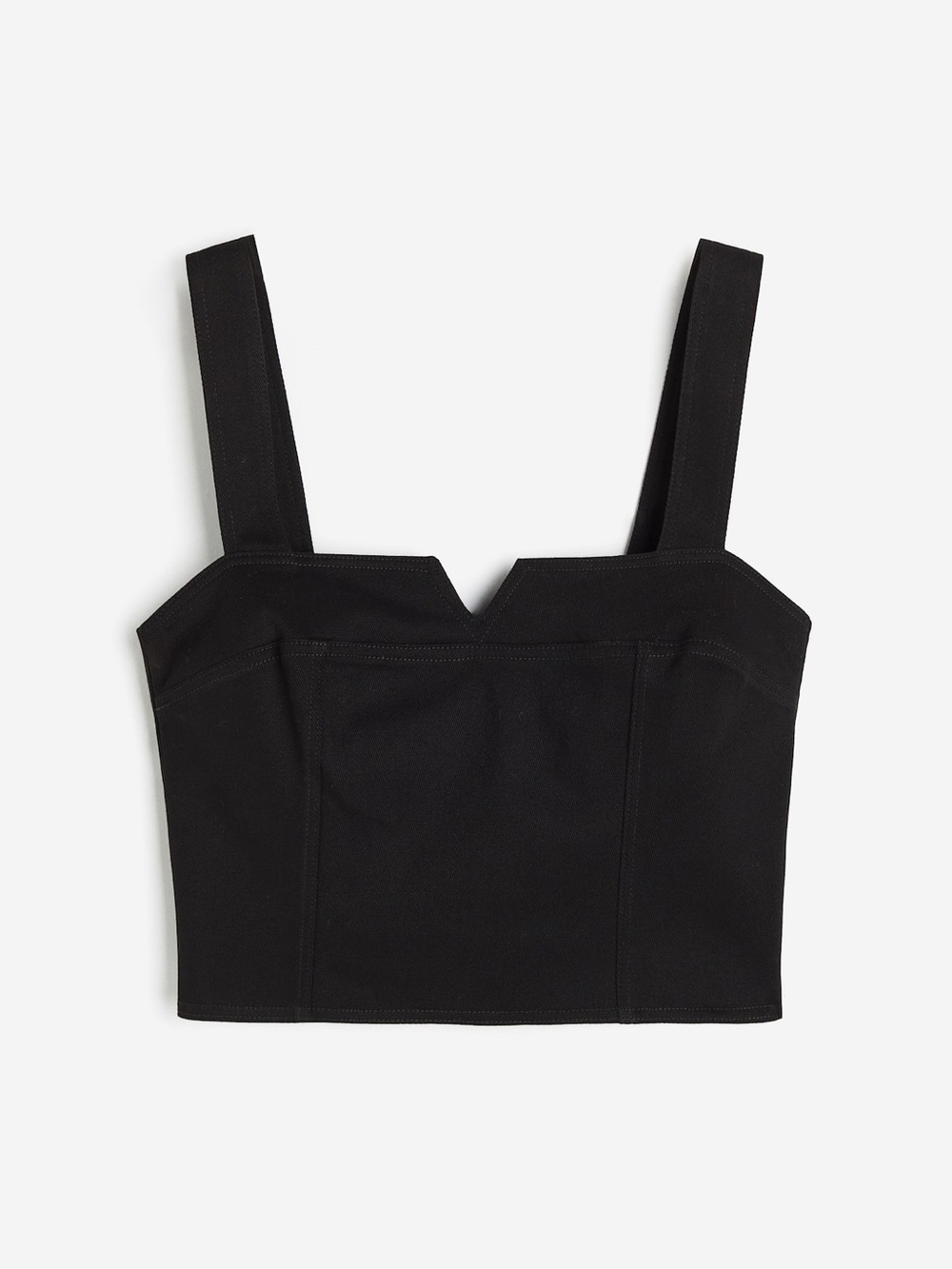 NWT Black Denim Corset Crop Top H&M Size Medium